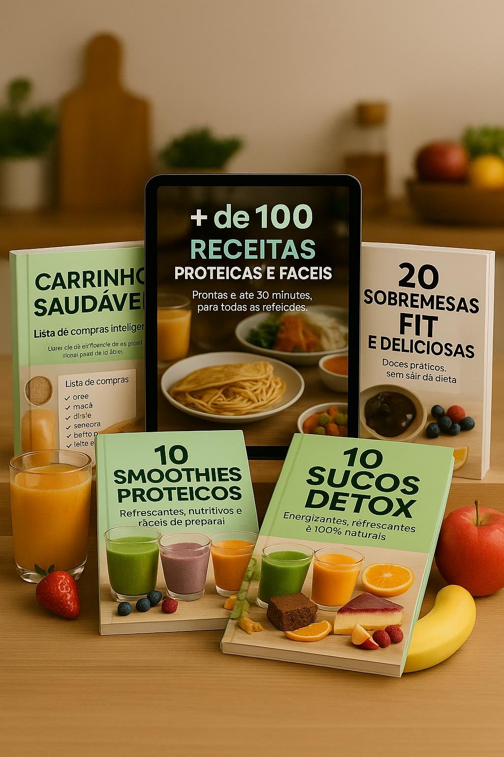 Mockup do e-book 100 Receitas Proteicas